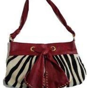Zebra Stripe Purse, Satchel, Shoulder Bag,  Italian Leather